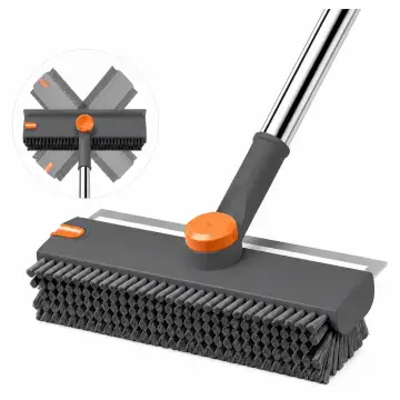 3-in-1 Heavy Duty Stiff Bristle Floor Scrub Brush Cleaner with 54-in Adjustable Long Handle and Scraper for Ba