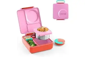 Omie OmieBox Kids Insulated Leakproof Bento Lunch Box with Food Jar (Pink Berry)