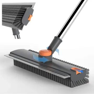 GLUMZRK 3-in-1 Multifunctional Floor Scrub Brush with Bristle & Silicone Squeegee