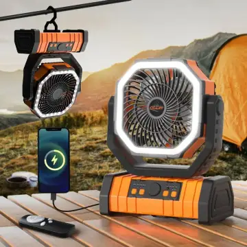 OGERY Rechargeable Cooling Camping Fan with LED Light